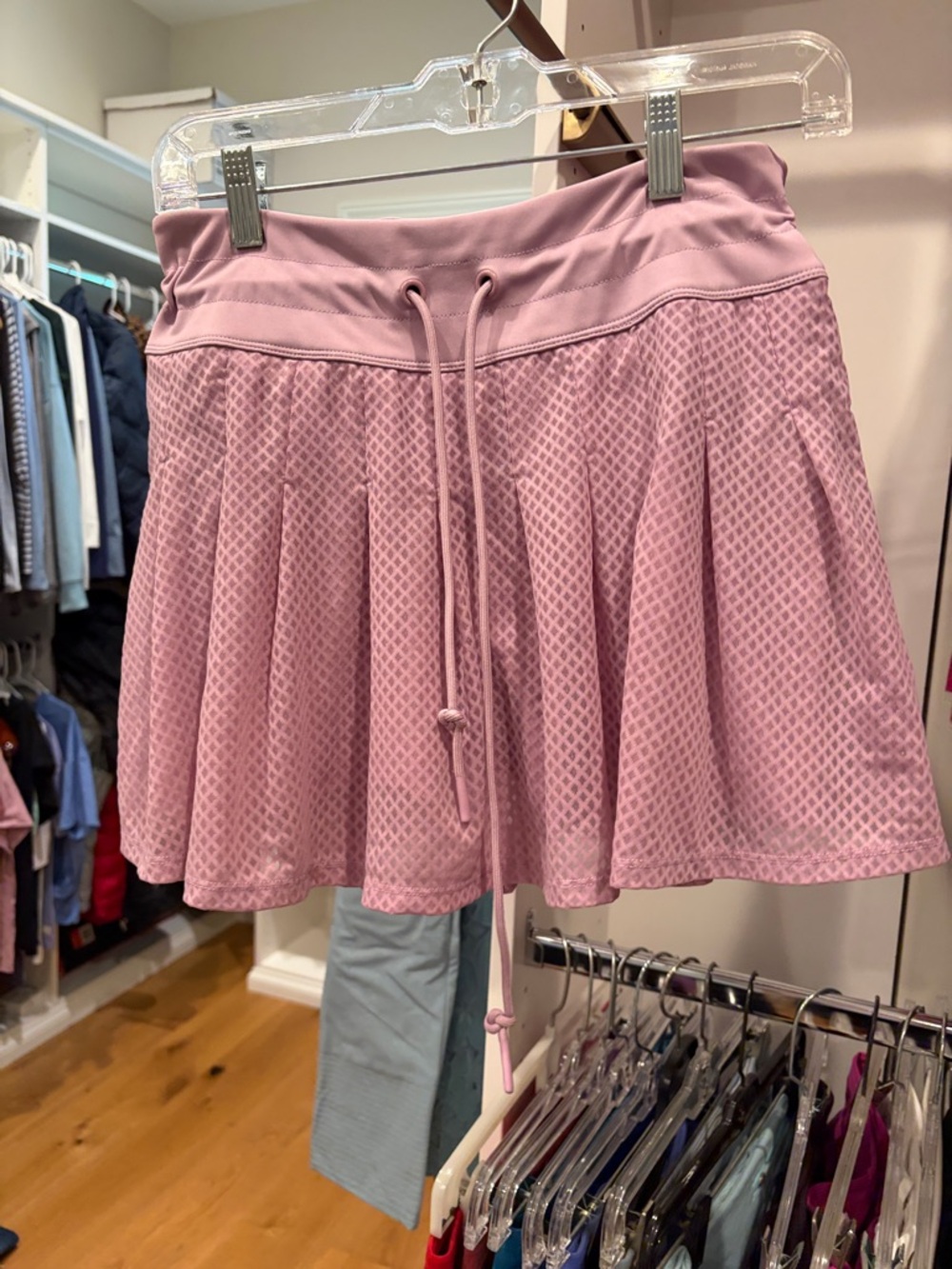 Spin It Women's Pink tennis Mesh Skirt with Drawstring Waist